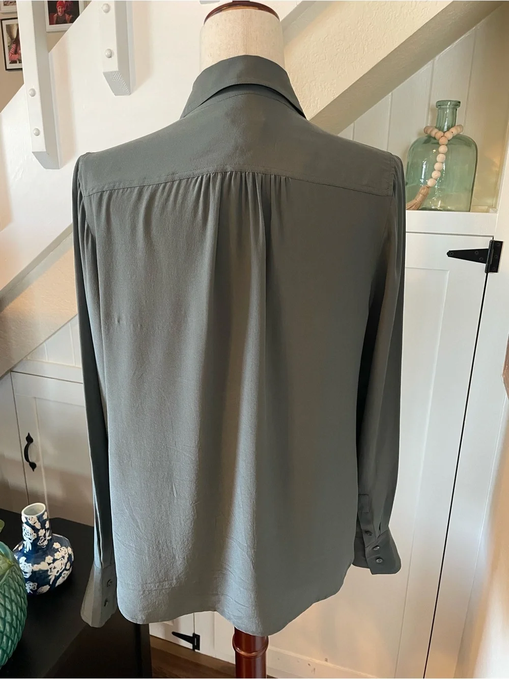 J. Crew Silk Slate Gray Button-Up Blouse